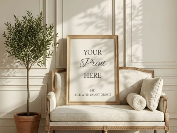 Vertical Frame Mockup Elegant Sofa