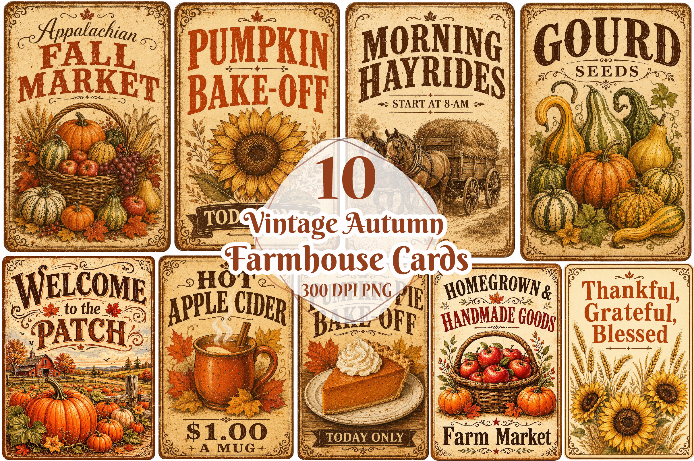 Vintage Autumn Farmhouse Cards
