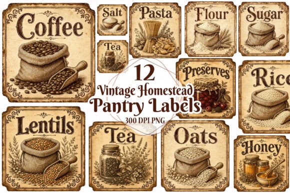 Vintage Homestead Pantry Labels