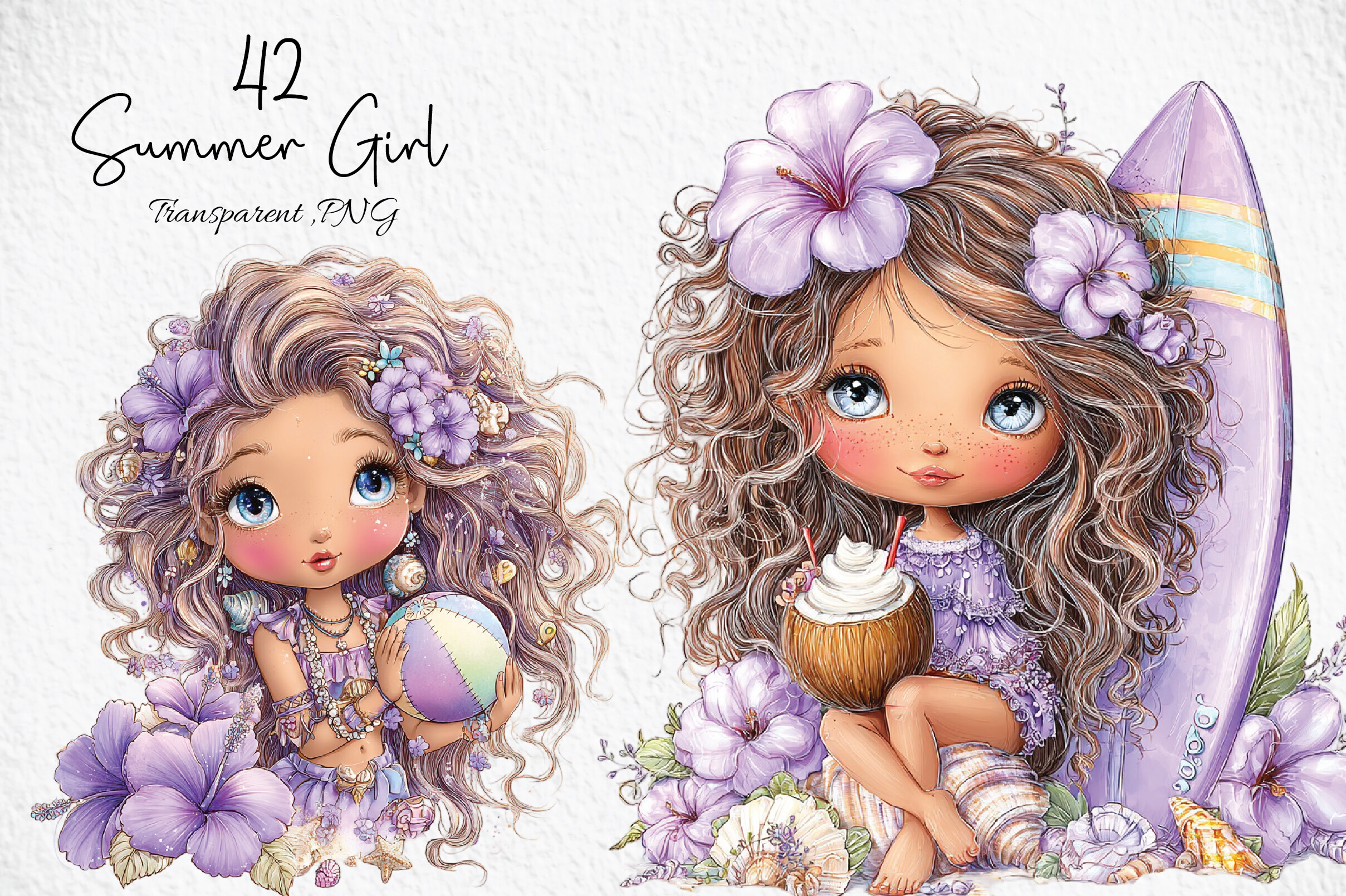 Whimsical Summer Girls Clipart PNG Graphic by Craft Art · Creative Fabrica