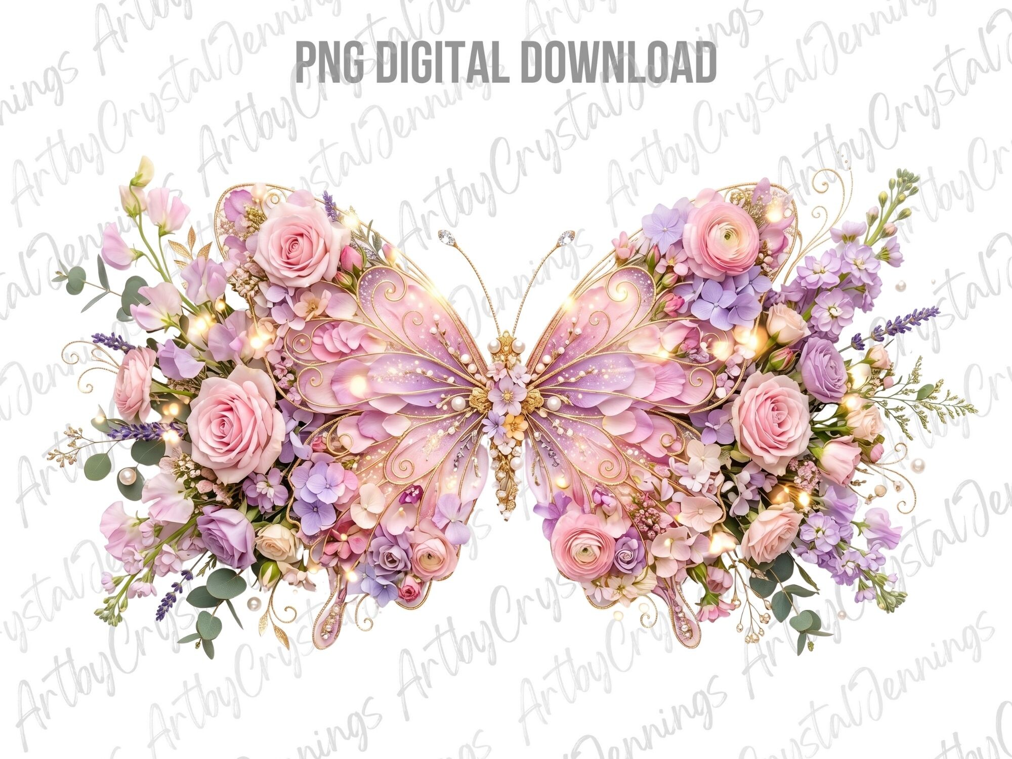 Beautiful Floral Butterfly Garden PNG Graphic by ArtbyCrystalJennings ...