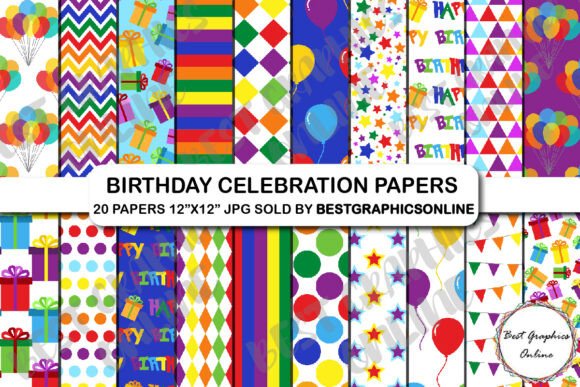Birthday Party Celebration Digital Paper