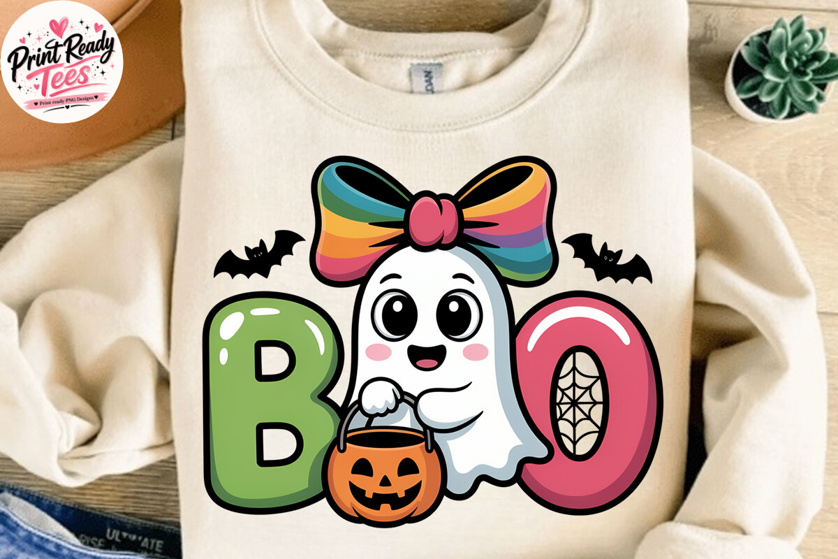 Cute BOO Ghost Halloween PNG Graphic by PrintReadyTees · Creative Fabrica