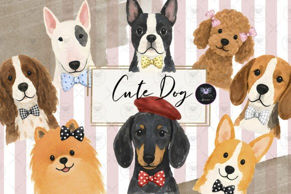 dog clipart watercolor bow png sublimation mug shirt gift dog mom