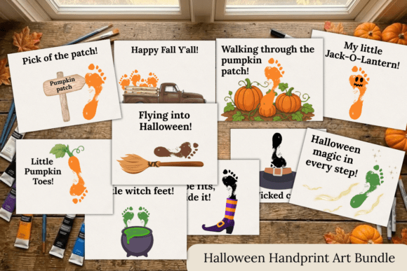 Fall Footprint Art Bundle | Halloween
