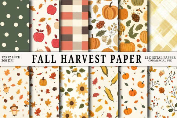 Fall Harvest Digital Paper Graphic AI Patterns By RevolutionCraft