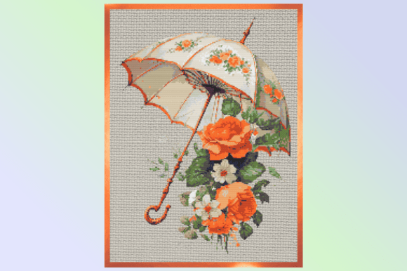 Floral Umbrella Cross Stitch Pattern