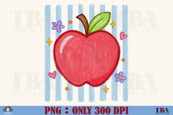 Preppy Striped Teacher Apple Brushstroke