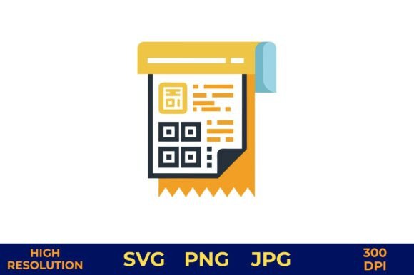 QR Code Receipt Icon Vector for Digital Graphic Illustrations By designcrafts