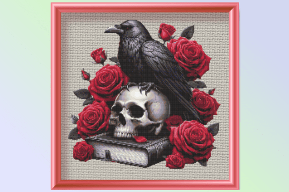 Raven & Roses Gothic Cross-stitch