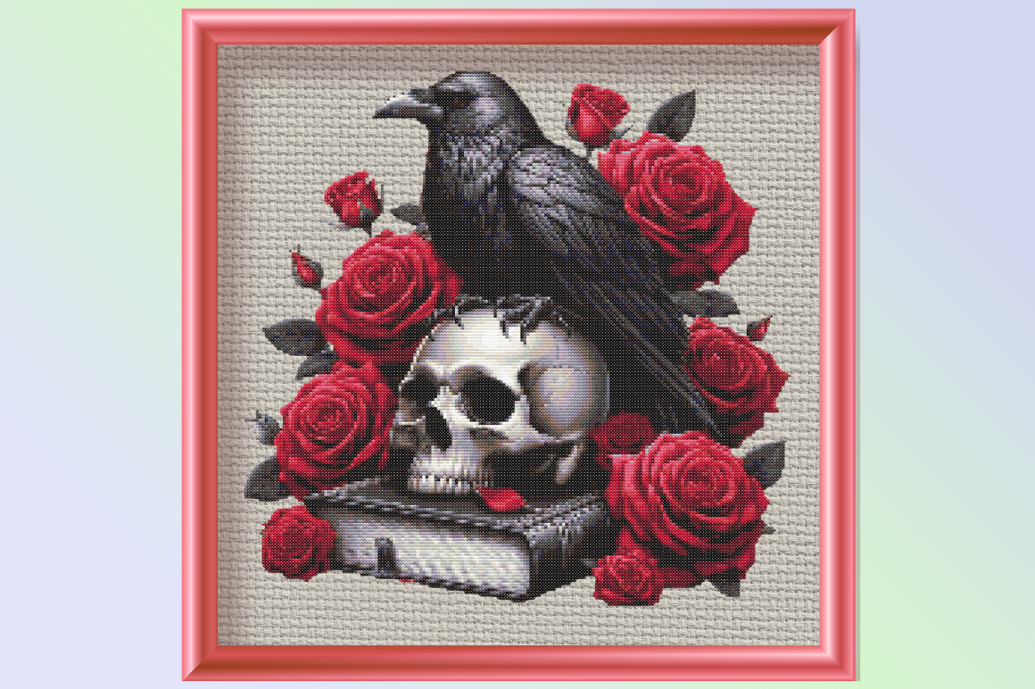 Raven & Roses Gothic Cross-stitch