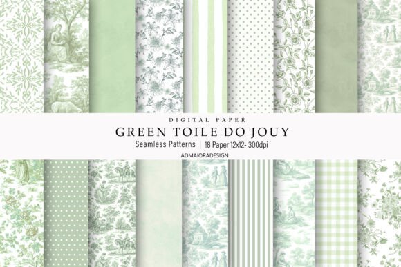 Toile De Jouy Digital Paper Illustration Modèles de Papier Par AdMaioraDesign