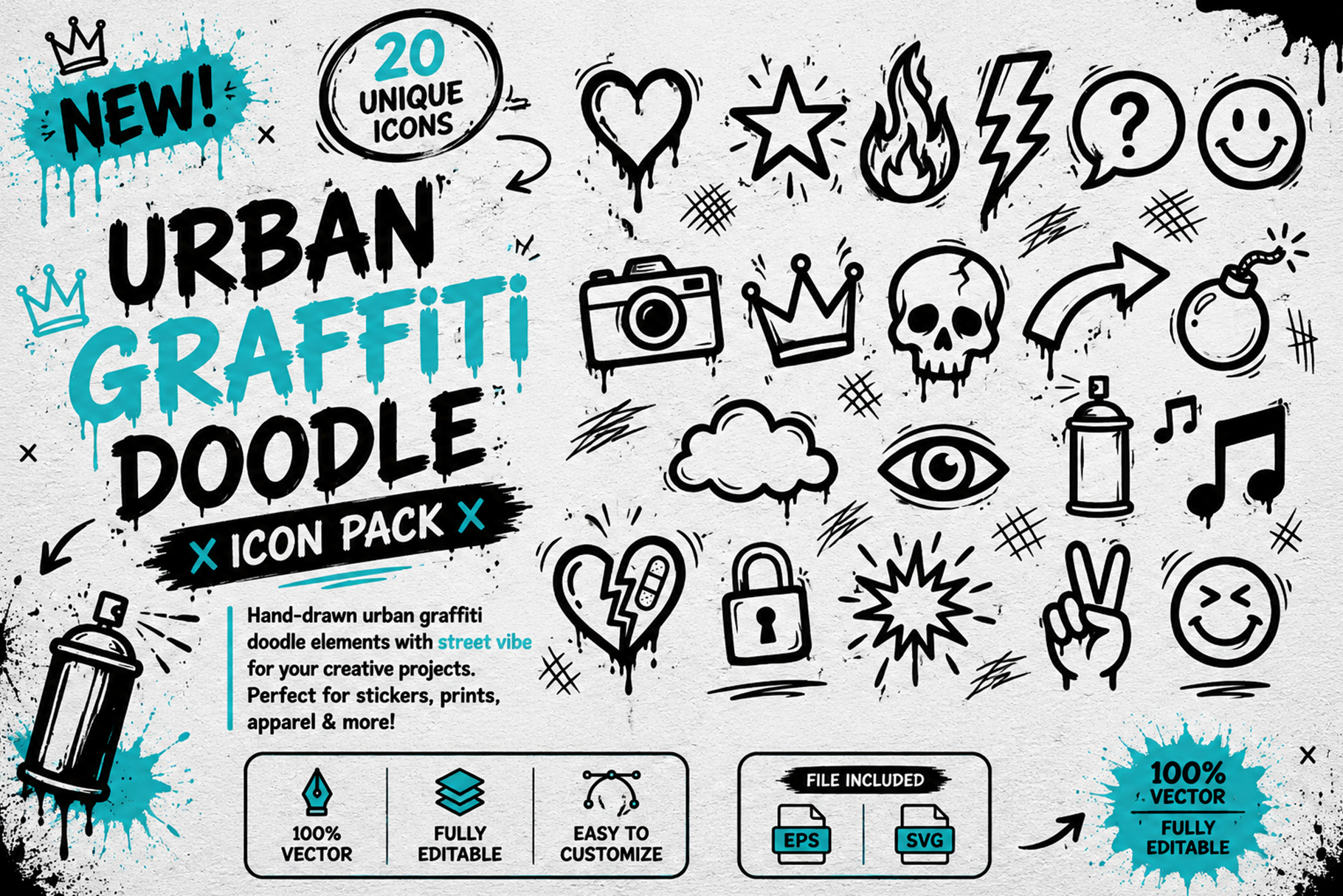 Urban Graffiti Doodle Elements Vector