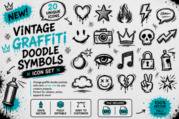Vintage Graffiti Doodle Symbols Vector