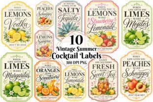 Vintage Summer Cocktail Labels Bundle