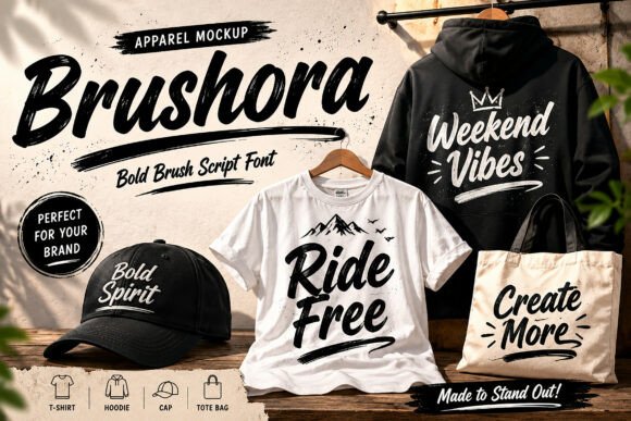 Brushora Font PNG with transparent background - Preview 1