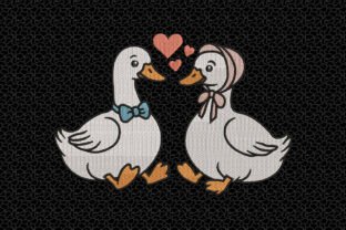Cute Duck Couple Embroidery