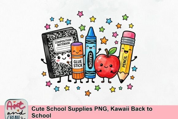 Cute School Supplies PNG, Kawaii Back to School