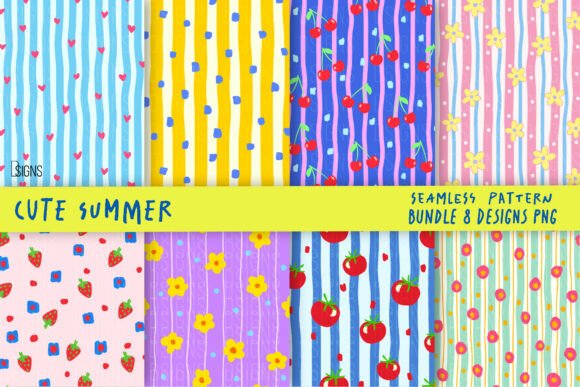 Cute Summer Background Pattern Bundle Gráfico Padrões de Papel Por DSIGNS