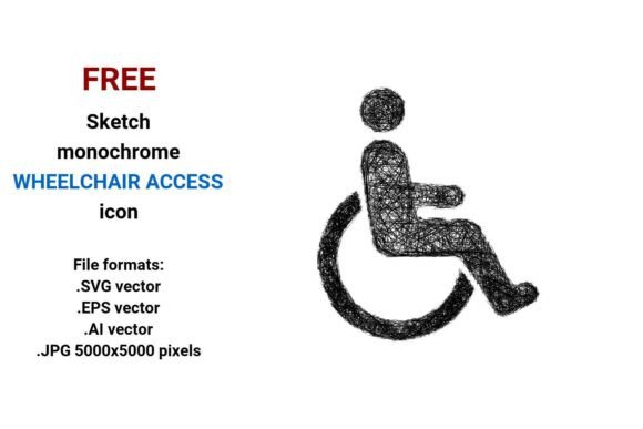 FREE Sketch Wheelchair Access Icon Graphic by davidzydd · Creative Fabrica