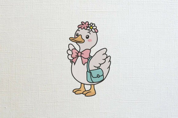 Fancy Daisy Duck with Purse Birds Embroidery Design By wick john