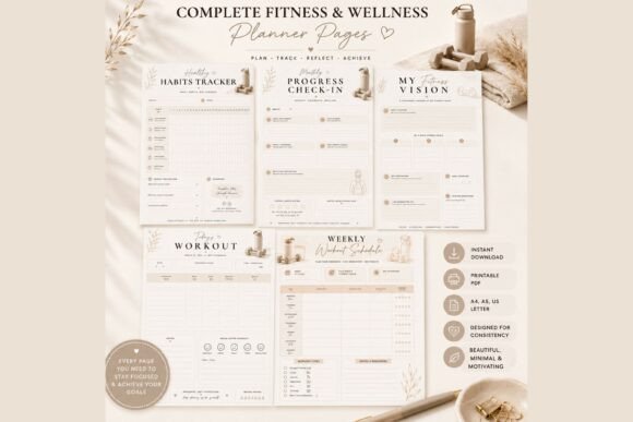 Fitness Wellness Planner Bundle