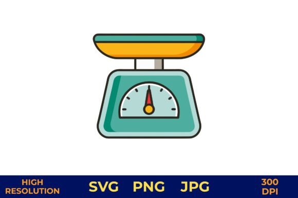 Kitchen Scale Icon Isolated Grafica Illustrazioni Stampabili Di designcrafts