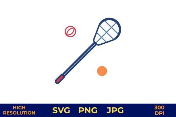 Lacrosse Stick with Ball Illustration Afbeelding Afdrukbare Illustraties Door designcrafts
