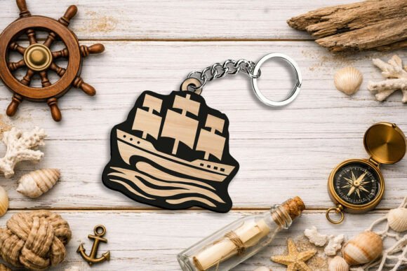 Ocean Ship Sea Keychain Gift SVG Laser Taglio Laser Di BestLaserSVG
