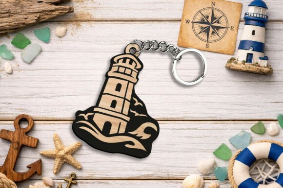 Sealight Light House Keychain SVG Laser Laser Cutting By BestLaserSVG