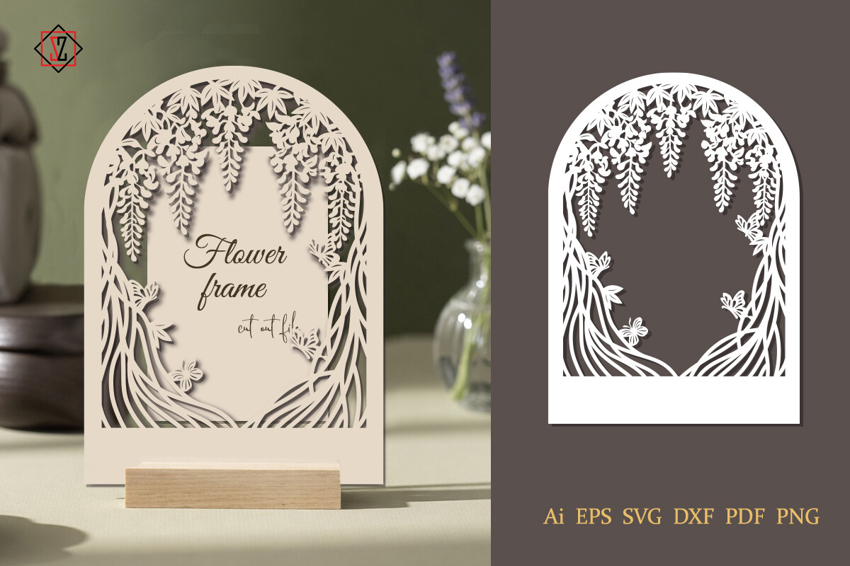 A Frame with Lupine Flowers. Cut File