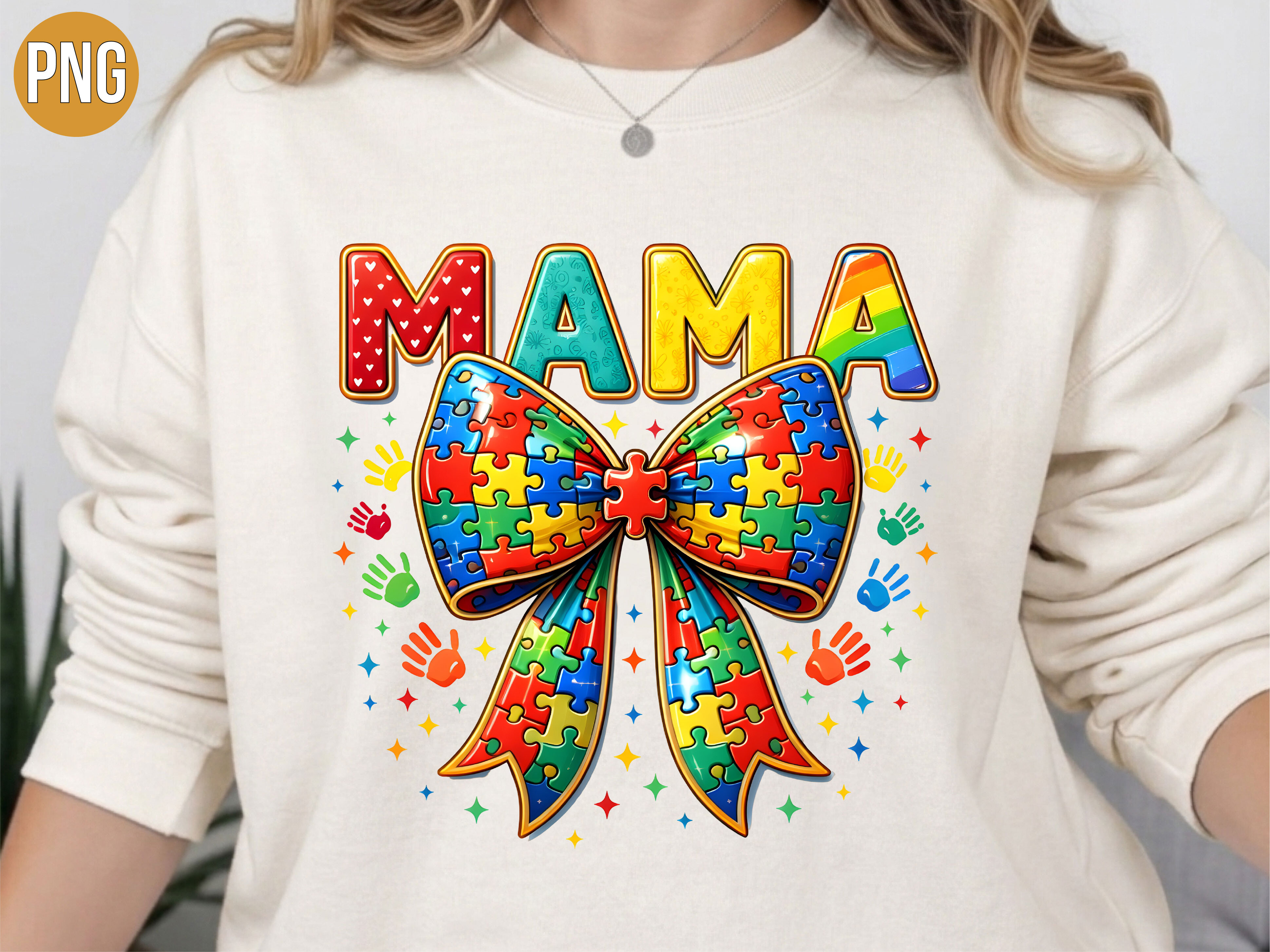 Autism Awareness Mama Puzzle Bow Art PNG Graphic by Mimi's Store ...