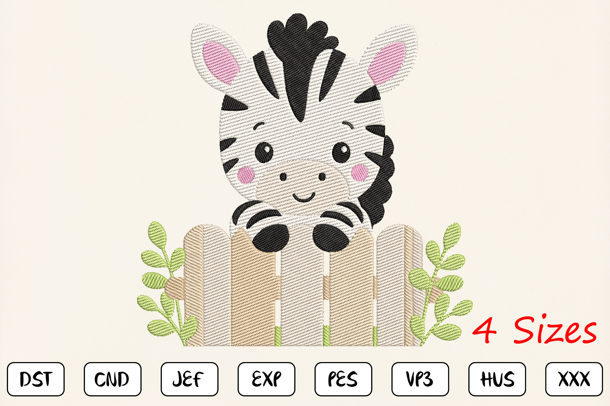 Baby Zebra Embroidery Design
