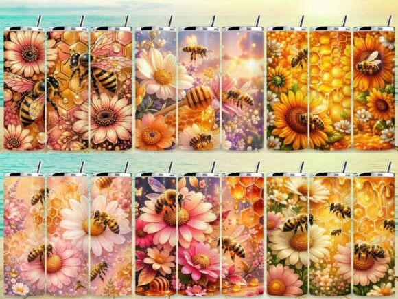 Bee Daisy Flowers Tumbler Wrap Bundle