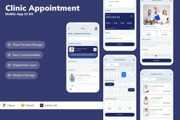 Clinic Appointment Mobile App UI Kit