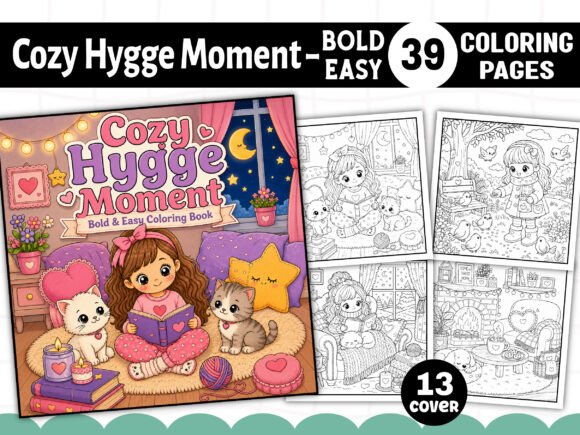 Preview of Cozy Hygge Moment Coloring Book coloring pages for adults