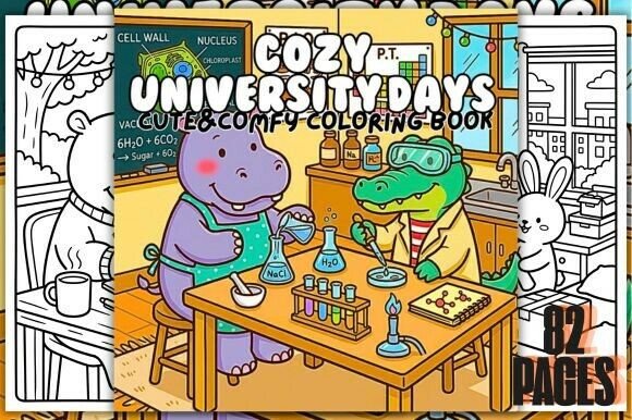 Preview of Cozy University Days Coloring Book coloring pages for adults