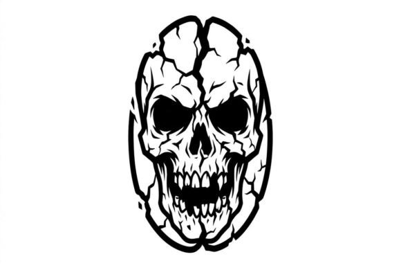 Cracked Zombie Head Horror Illustration Graphic AI Illustrations By sahamilon125
