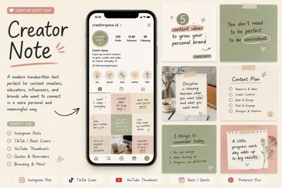 Creator Notes Font PNG with transparent background - Preview 3