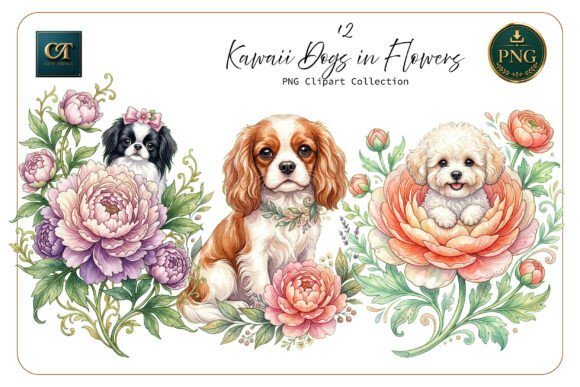 Cute cavalier spaniel and friends clipart for sibling nursery tee set