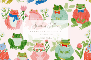 Cute Frog Seamless Pattern PNG Graphic by patipaintsco · Creative Fabrica