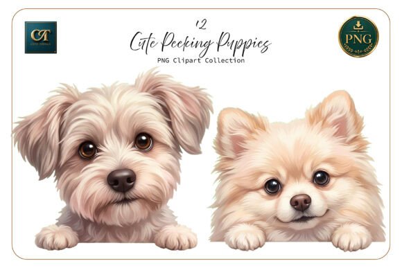 Cute fluffy puppies illustration set for nursery and toddler tee sublimation