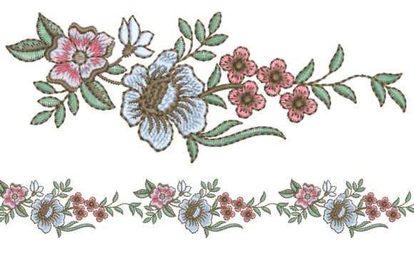 Floral Border Embroidery Design