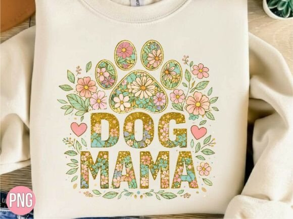 floral dog mama paw print png tshirt companion design svg cricut iron on