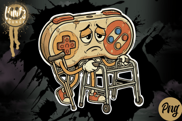 Funny Retro Gamer Controller Walker PNG