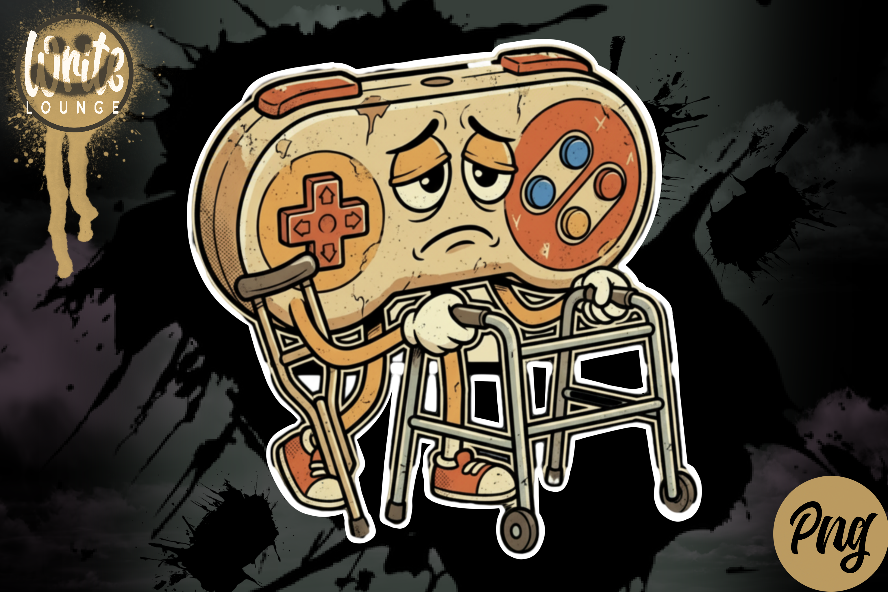 Funny Retro Gamer Controller Walker PNG
