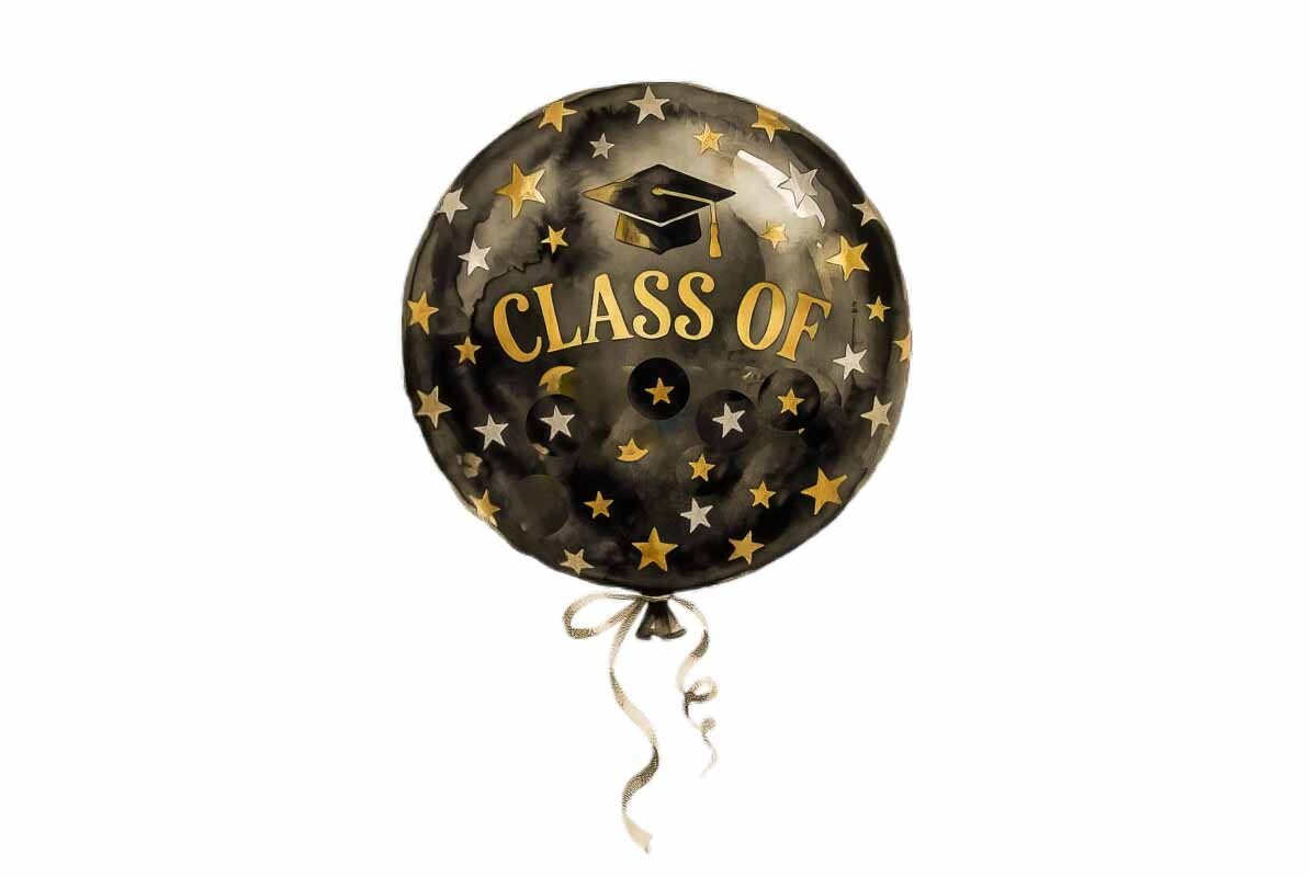 Graduation Black Helium Balloon Clipart