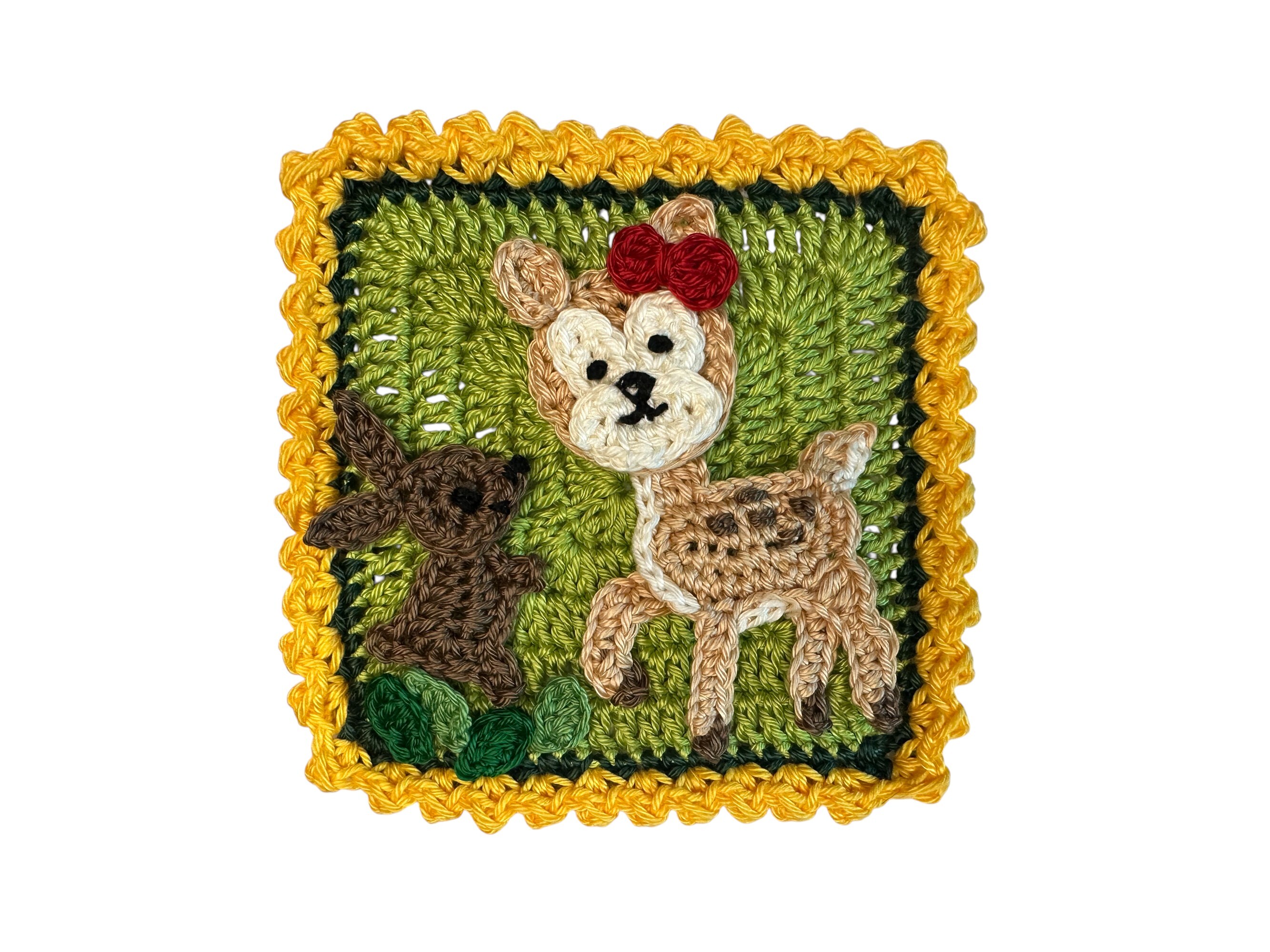 Granny Square Fawn Crochet Applique