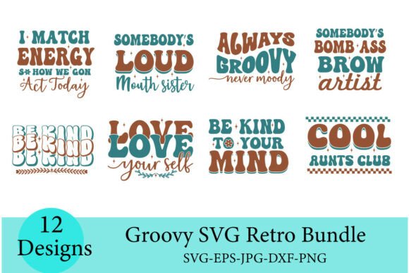 Groovy SVG Retro Bundle T-shirt Designs
