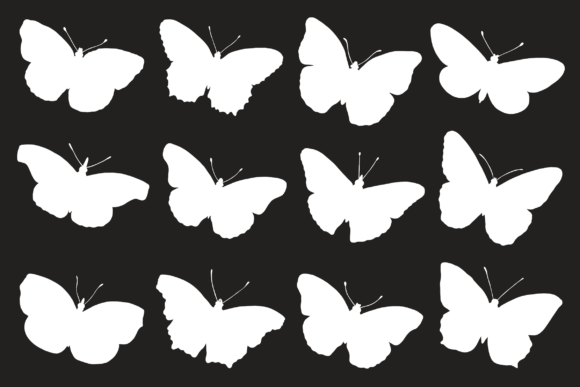 Open Wing Butterfly Silhouettes (1/3)